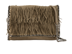 Fringe Trim Clutch, Faux Leather, Khaki, MII, 2*